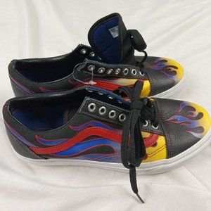 Vans Old Skool Racer Black Red Flame Skate Sneakers Men’s Size 8 Shoes No Lid